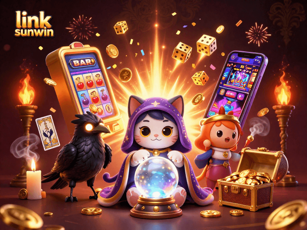 Experience thrilling jackpots and vibrant games at link sunwin with our engaging casino illustration.
